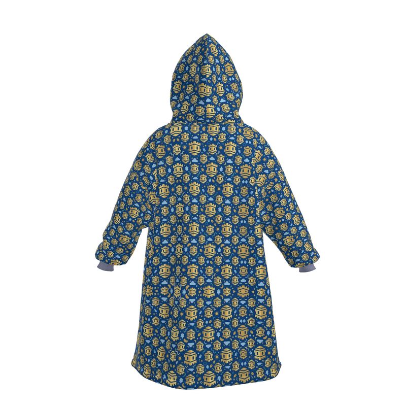 Ultra-Cozy Premium Hoodie Blanket - Vintage Geometric Gold & Blue