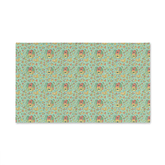 Blockhouse Retro Camper Pattern Hand Towel — Vintage RV & Floral Kitchen Towel