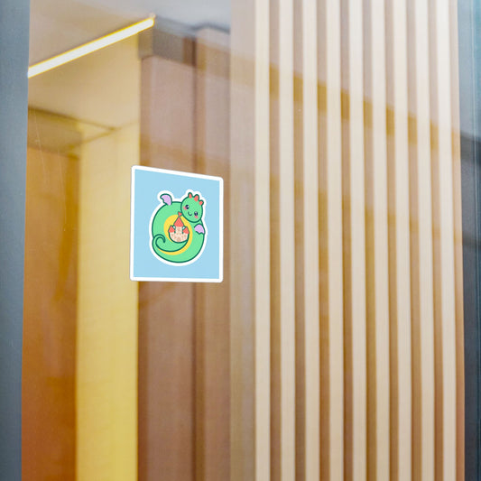 Befriend the Dragon kids sticker — single kiss-cut vinyl sticker of a friendly dragon