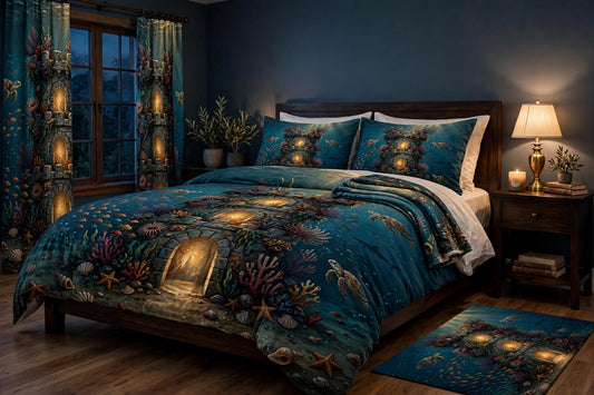 Complete bedroom set shown in a styled room