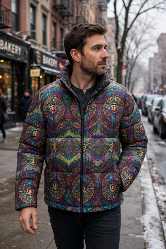 Urban Fortress Kaleidoscope Puffer — lifestyle photo