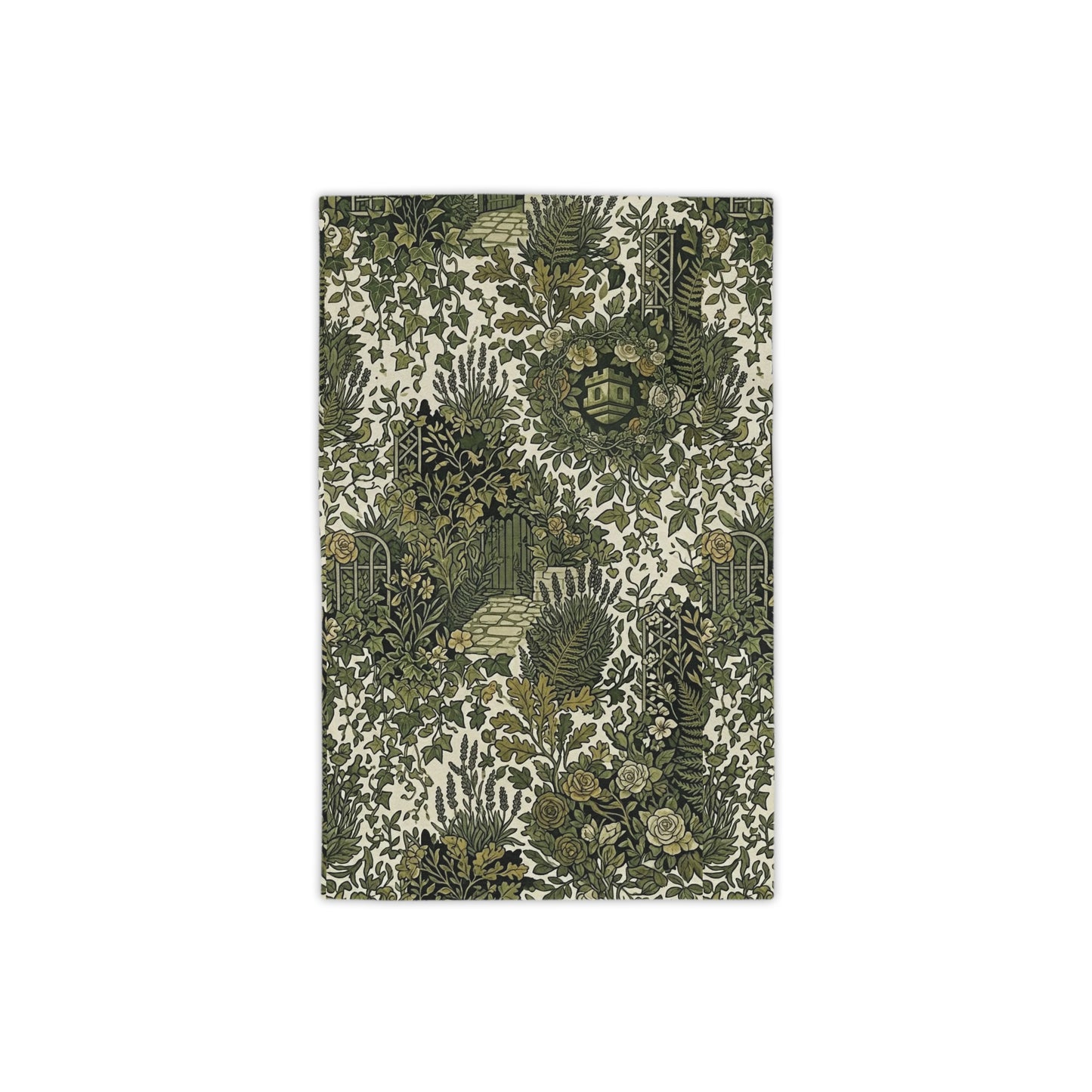 Tropical Foliage Beach Towel with Olive Green Botanical Garden Print