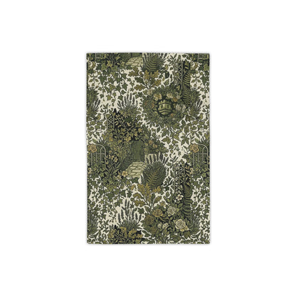 Tropical Foliage Beach Towel with Olive Green Botanical Garden Print