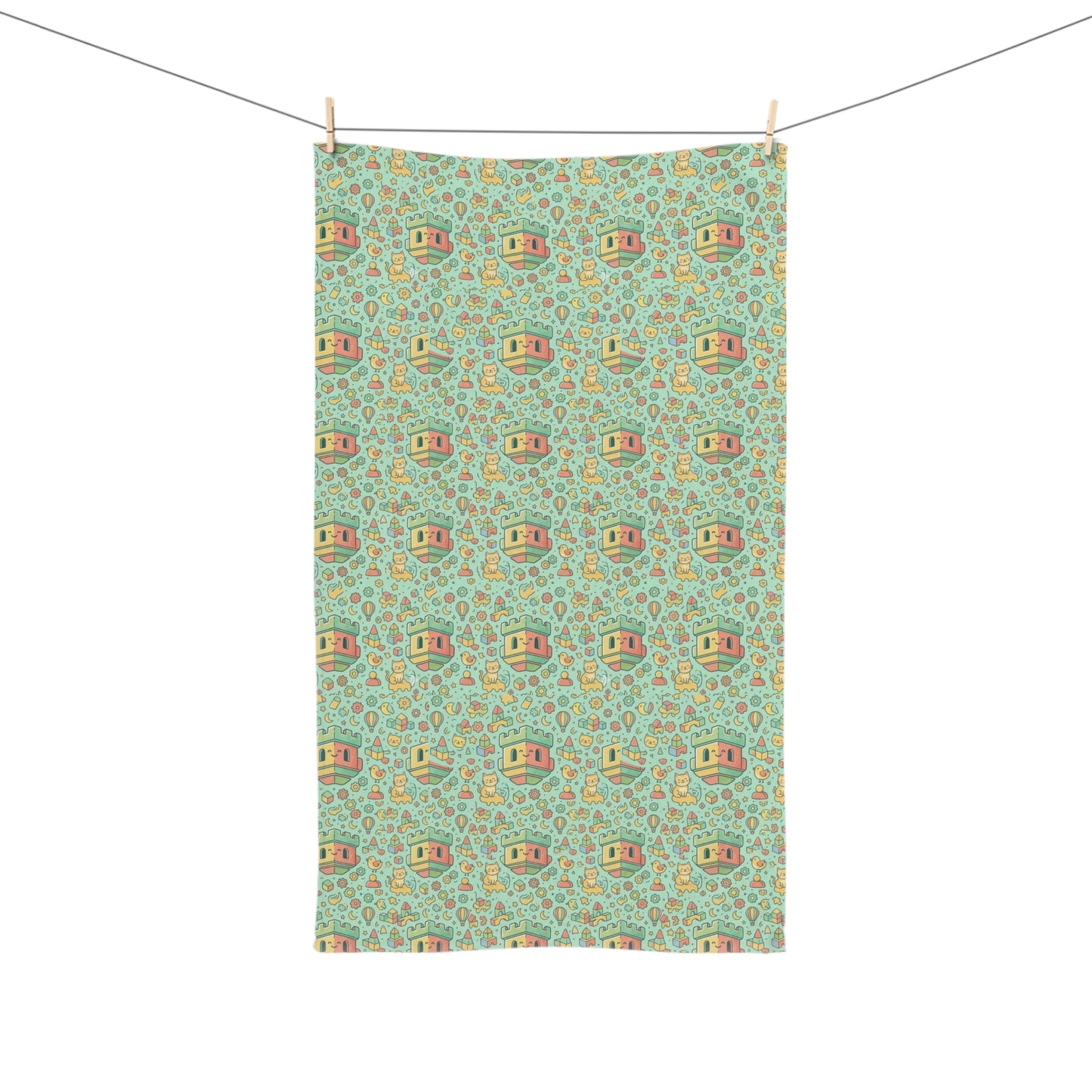 Blockhouse Retro Camper Pattern Hand Towel — Vintage RV & Floral Kitchen Towel