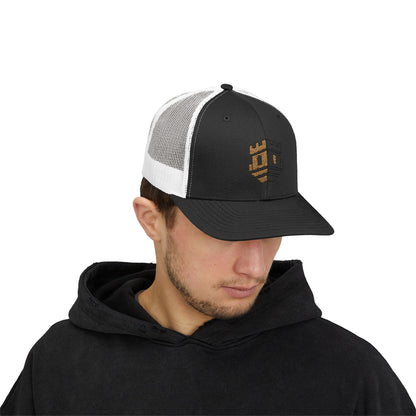 Trucker Cap with Gold Blockhouse Castle Embroidered Logo