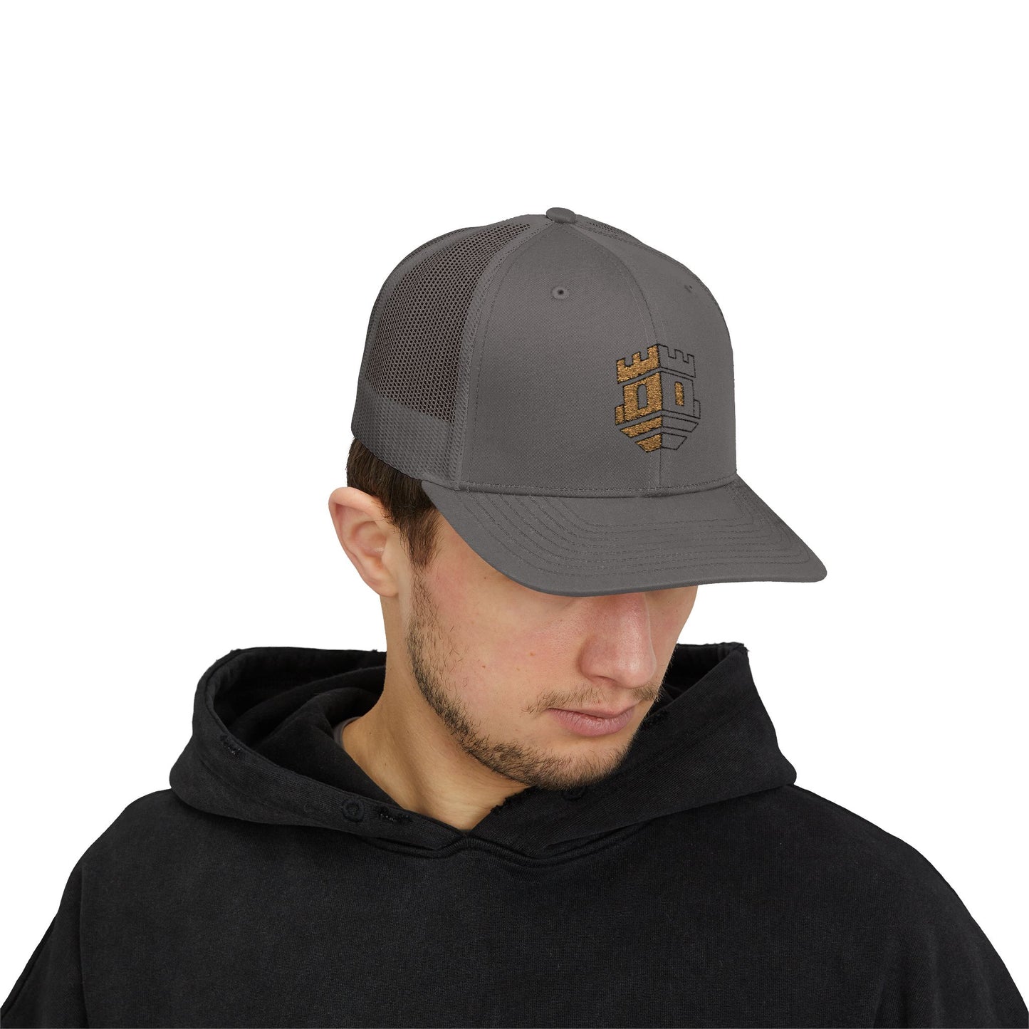 Trucker Cap with Gold Blockhouse Castle Embroidered Logo