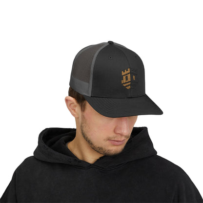 Trucker Cap with Gold Blockhouse Castle Embroidered Logo