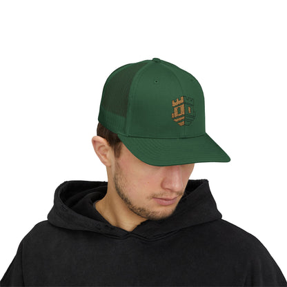 Trucker Cap with Gold Blockhouse Castle Embroidered Logo