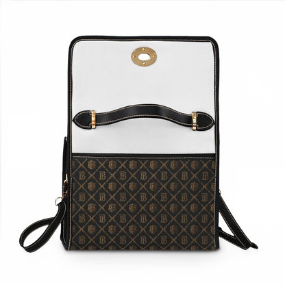 Limited Edition Canvas Crossbody Bag with Waterproof Monogram Satchel with Leather Trim