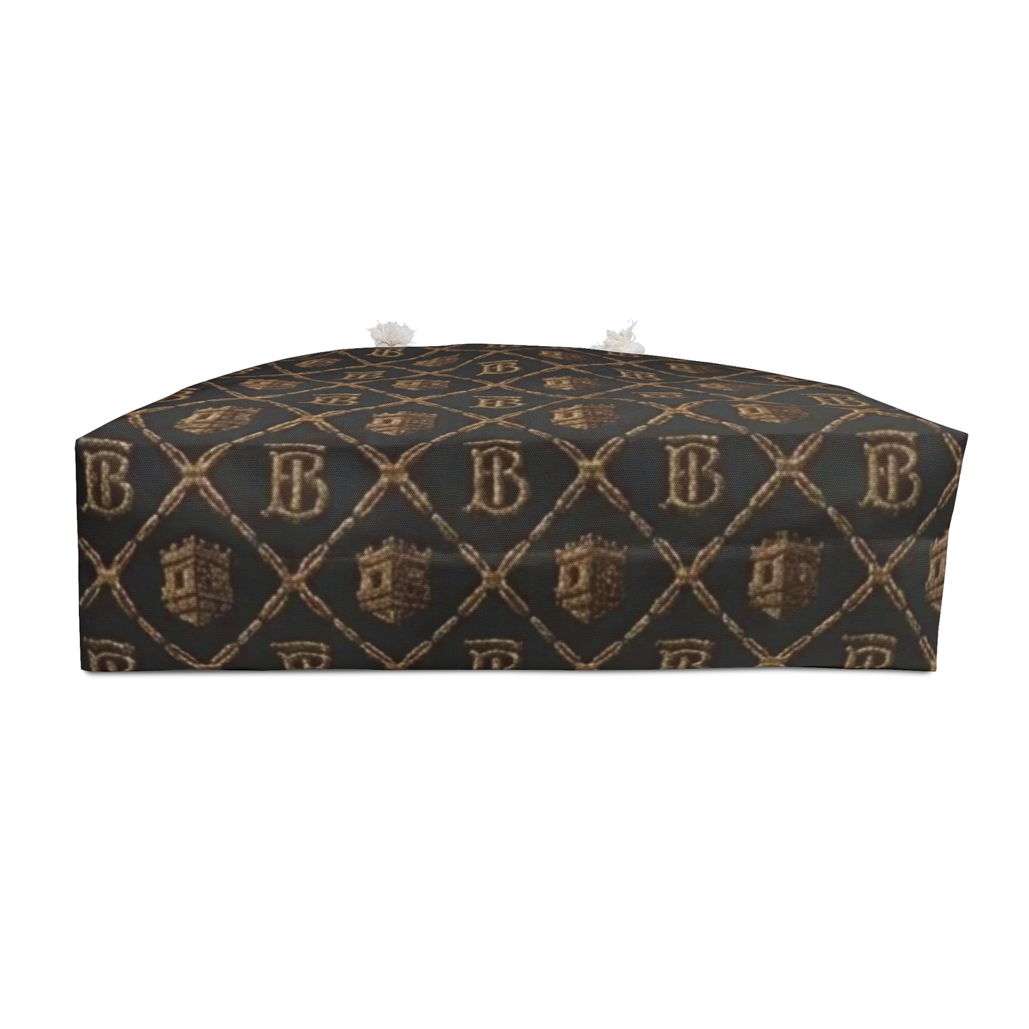 Limited Edition Monogram Luxe Weekender Bag with Gold Blockhouse Castle Patterned Travel Tote
