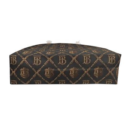 Limited Edition Monogram Luxe Weekender Bag with Gold Blockhouse Castle Patterned Travel Tote