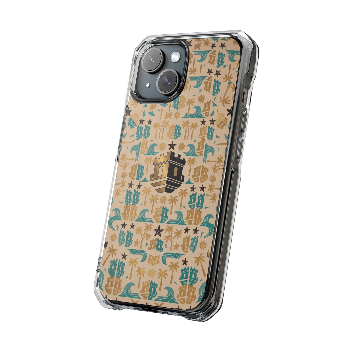 Islamic Pattern Clear Magnetic Phone Case with Blockhouse Kaaba Motif with Geometric Tiles