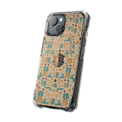 Islamic Pattern Clear Magnetic Phone Case with Blockhouse Kaaba Motif with Geometric Tiles