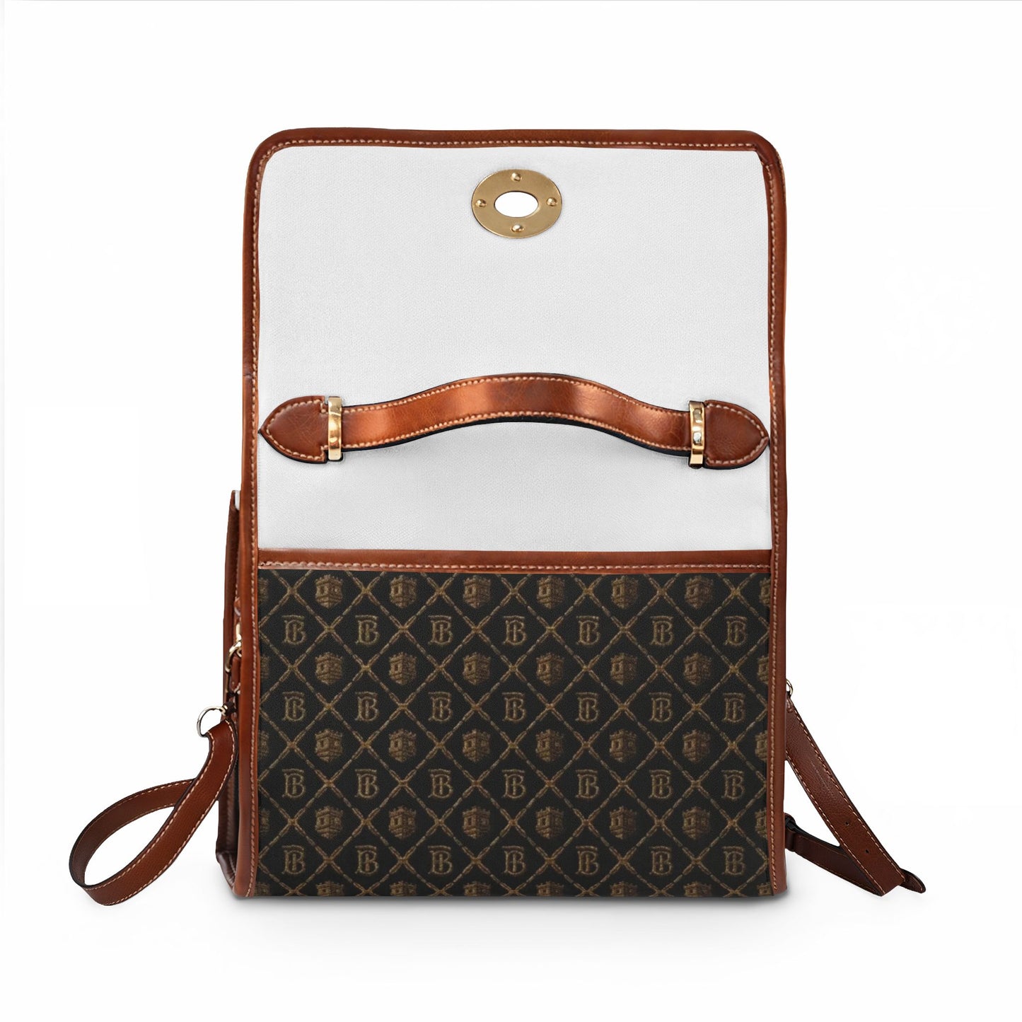 Limited Edition Canvas Crossbody Bag with Waterproof Monogram Satchel with Leather Trim