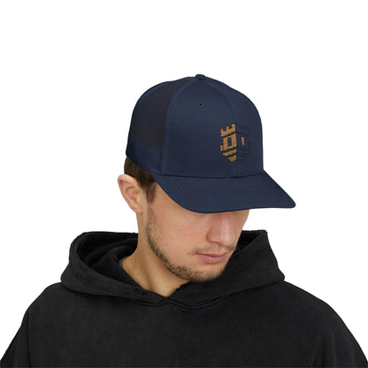 Trucker Cap with Gold Blockhouse Castle Embroidered Logo