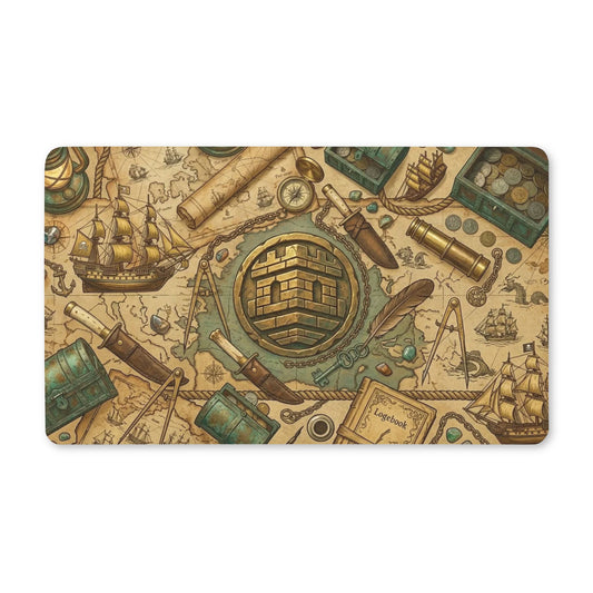 Vintage Pirate Map with Nautical Treasure Entrance Doormat