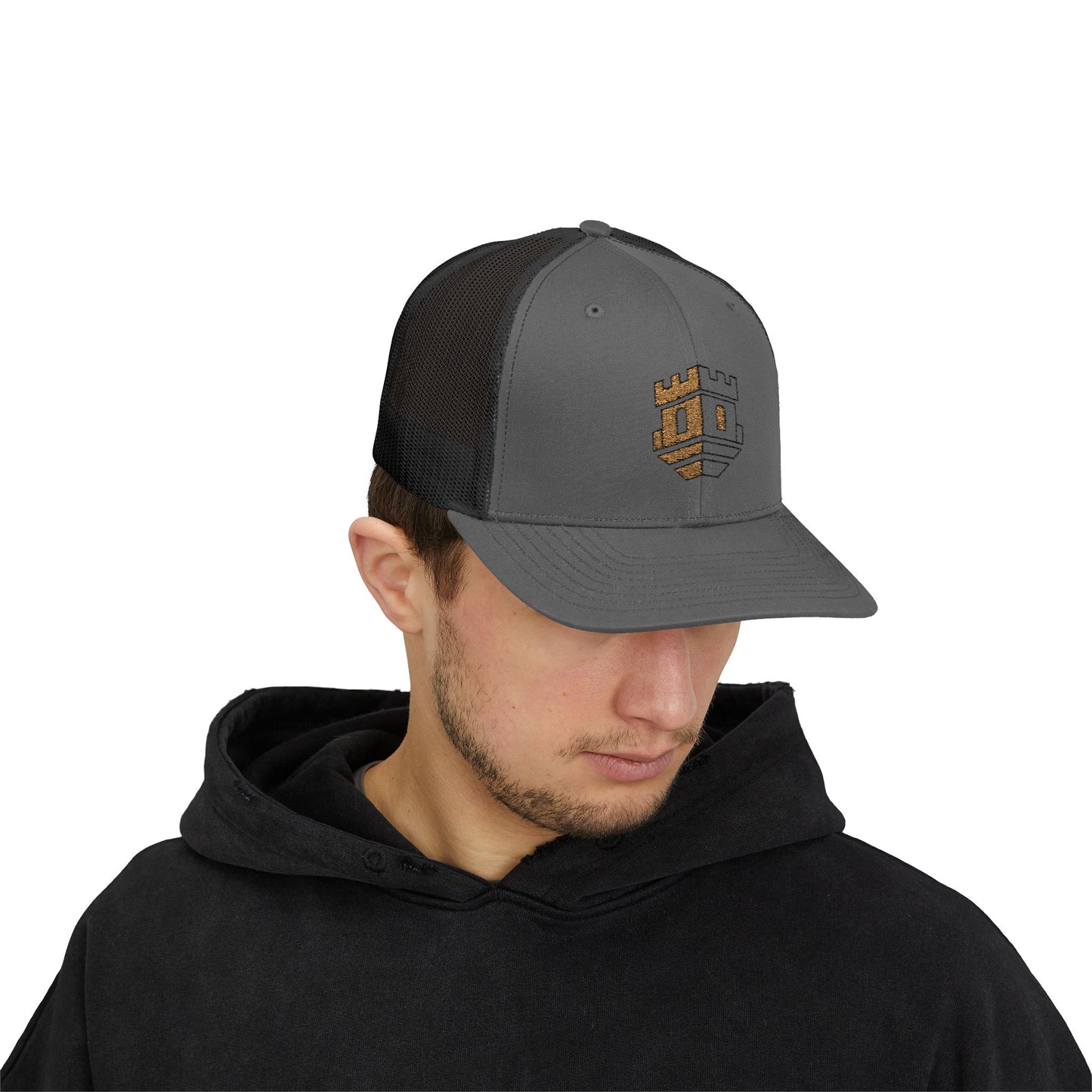 Trucker Cap with Gold Blockhouse Castle Embroidered Logo