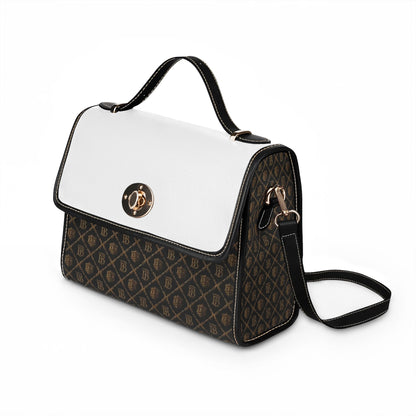 Limited Edition Canvas Crossbody Bag with Waterproof Monogram Satchel with Leather Trim