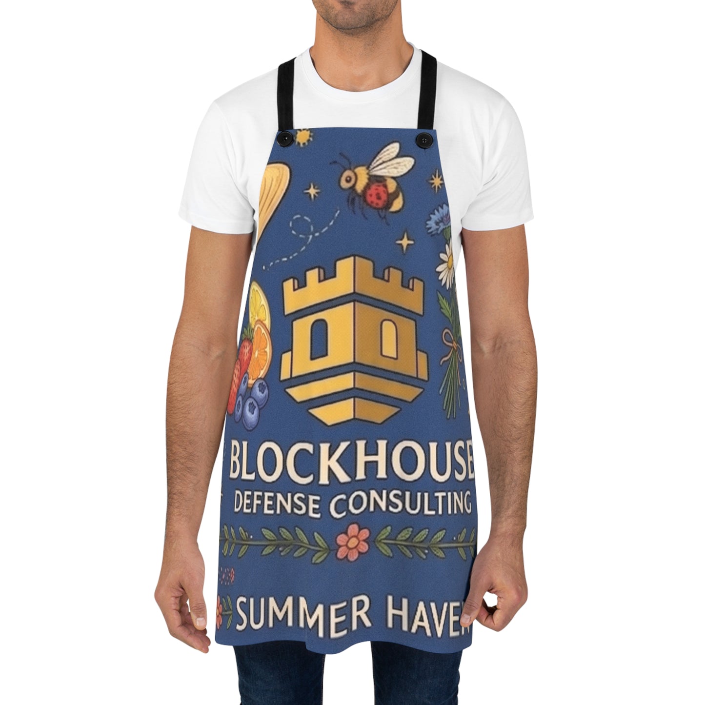 Blockhouse Defense Consulting "Summer Haven" Logo Apron — Floral & Culinary Company Branded Kitchen Apron