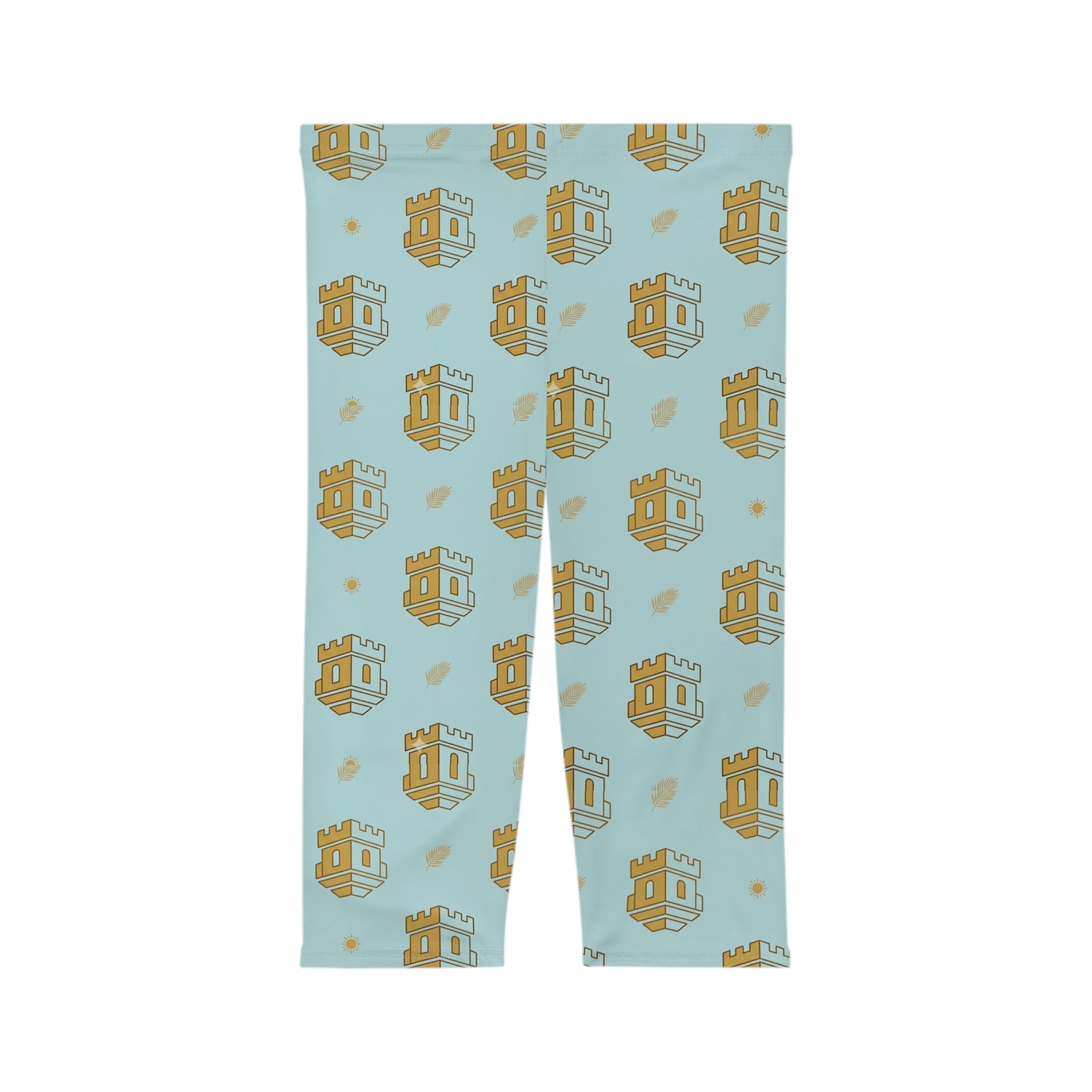 Blue Castle Pattern Capri Leggings by Blockhouse Women's Activewear