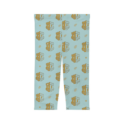 Blue Castle Pattern Capri Leggings by Blockhouse Women's Activewear