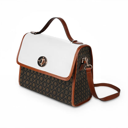 Limited Edition Canvas Crossbody Bag with Waterproof Monogram Satchel with Leather Trim