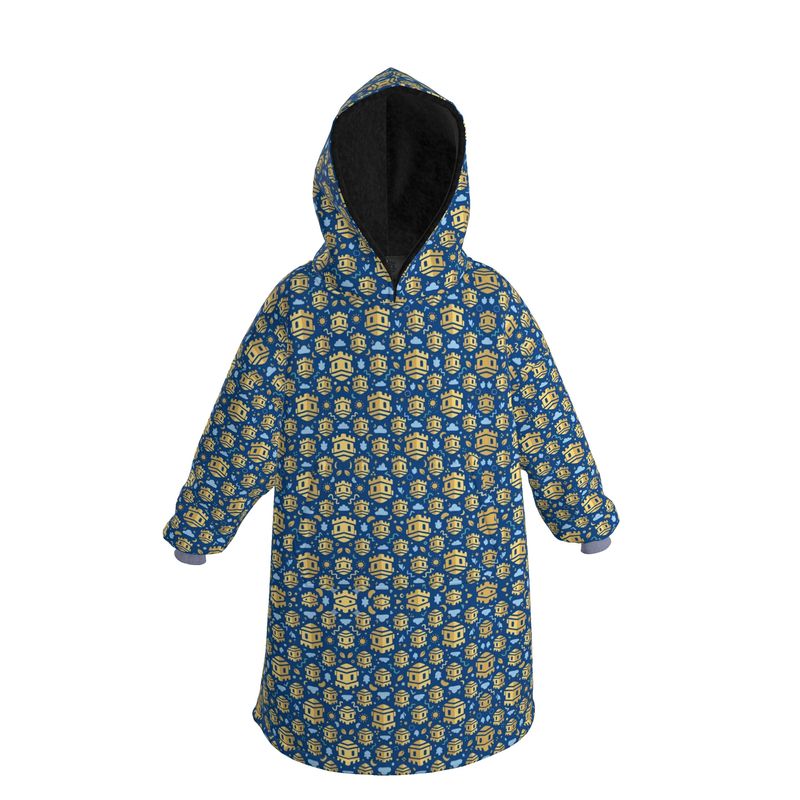 Ultra-Cozy Premium Hoodie Blanket - Vintage Geometric Gold & Blue