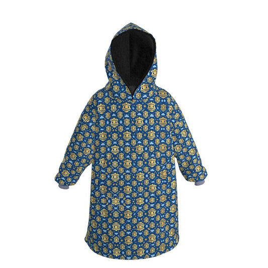Ultra-Cozy Premium Hoodie Blanket - Vintage Geometric Gold & Blue