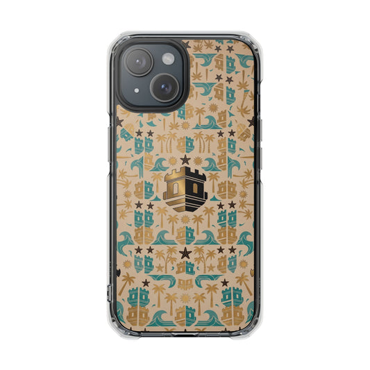 Islamic Pattern Clear Magnetic Phone Case with Blockhouse Kaaba Motif with Geometric Tiles