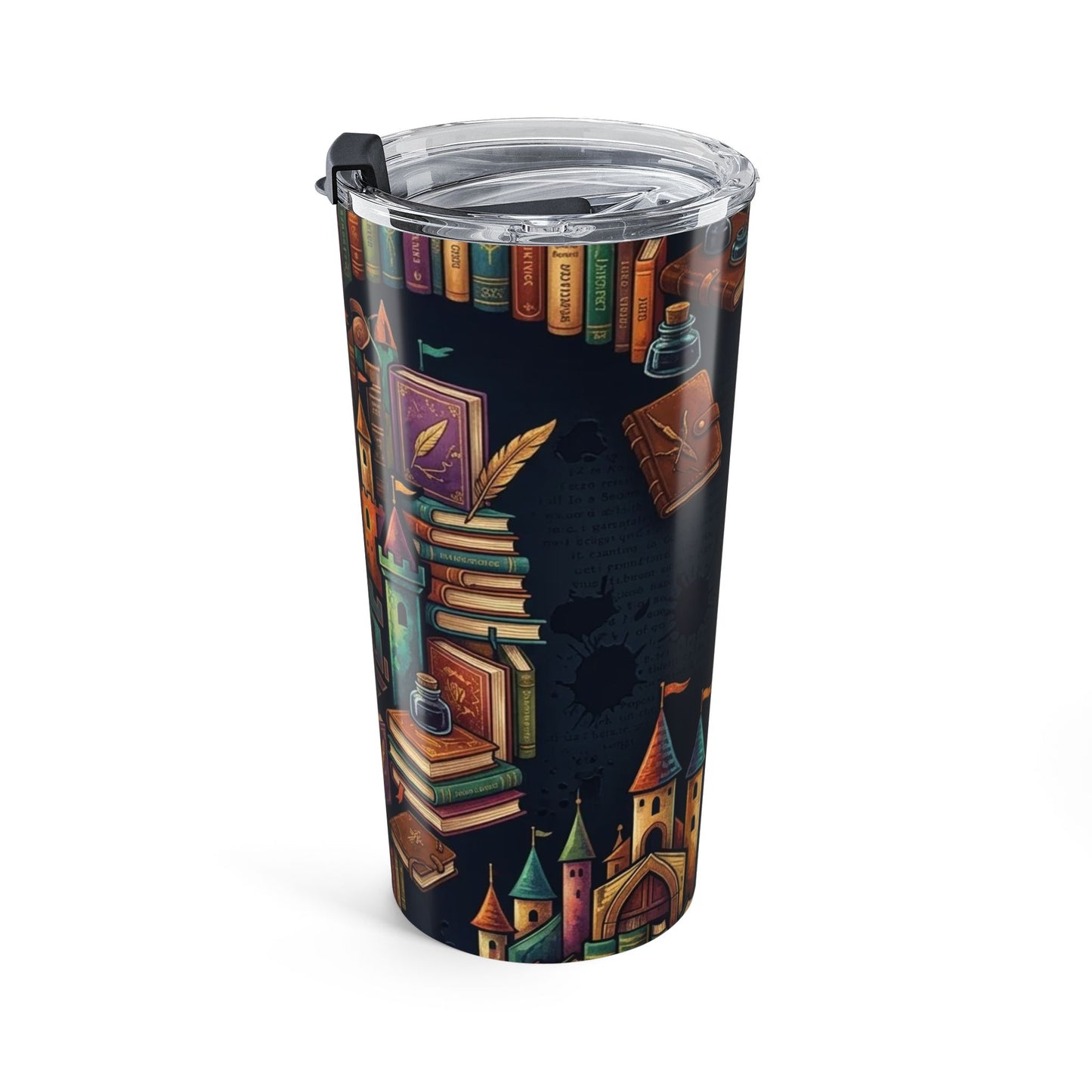 20oz Book Castle Tumbler with Blockhouse Fantasy Library Travel Mug