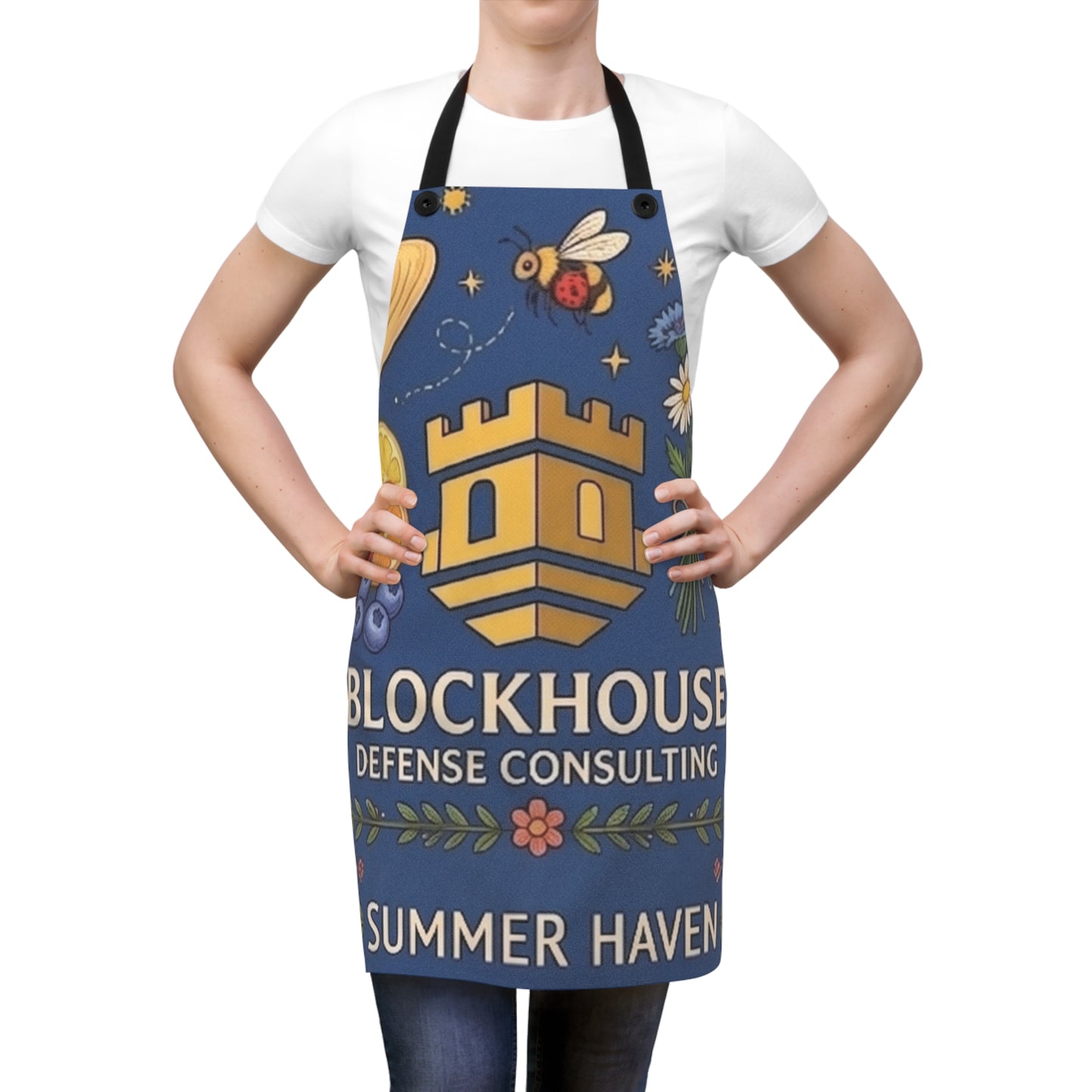 Blockhouse Defense Consulting "Summer Haven" Logo Apron — Floral & Culinary Company Branded Kitchen Apron