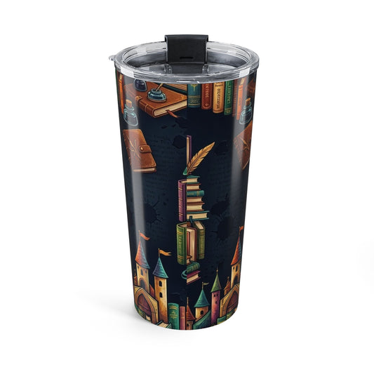 20oz Book Castle Tumbler with Blockhouse Fantasy Library Travel Mug