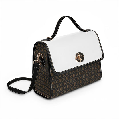 Limited Edition Canvas Crossbody Bag with Waterproof Monogram Satchel with Leather Trim