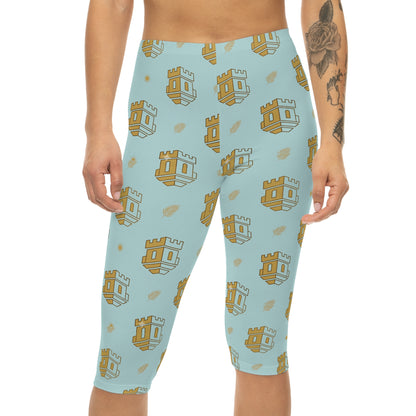 Blue Castle Pattern Capri Leggings by Blockhouse Women's Activewear