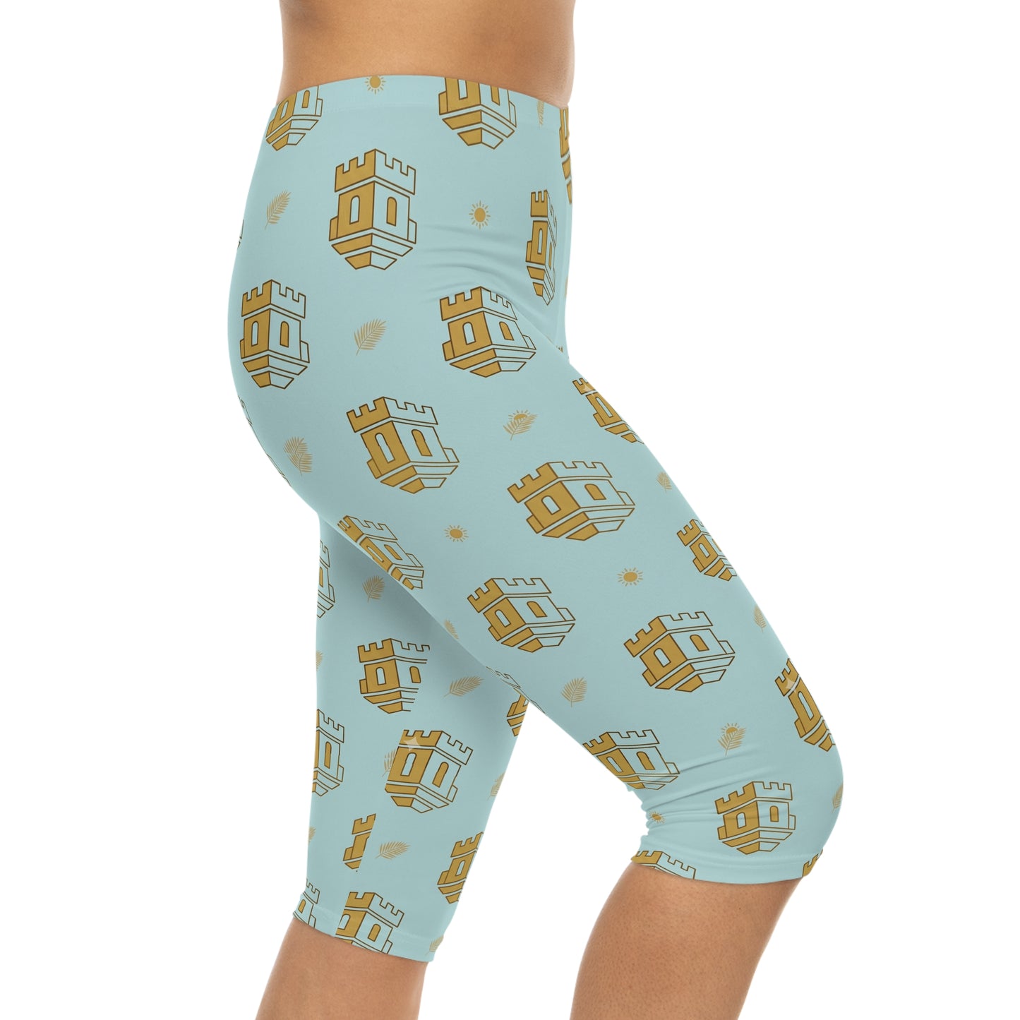 Blue Castle Pattern Capri Leggings by Blockhouse Women's Activewear