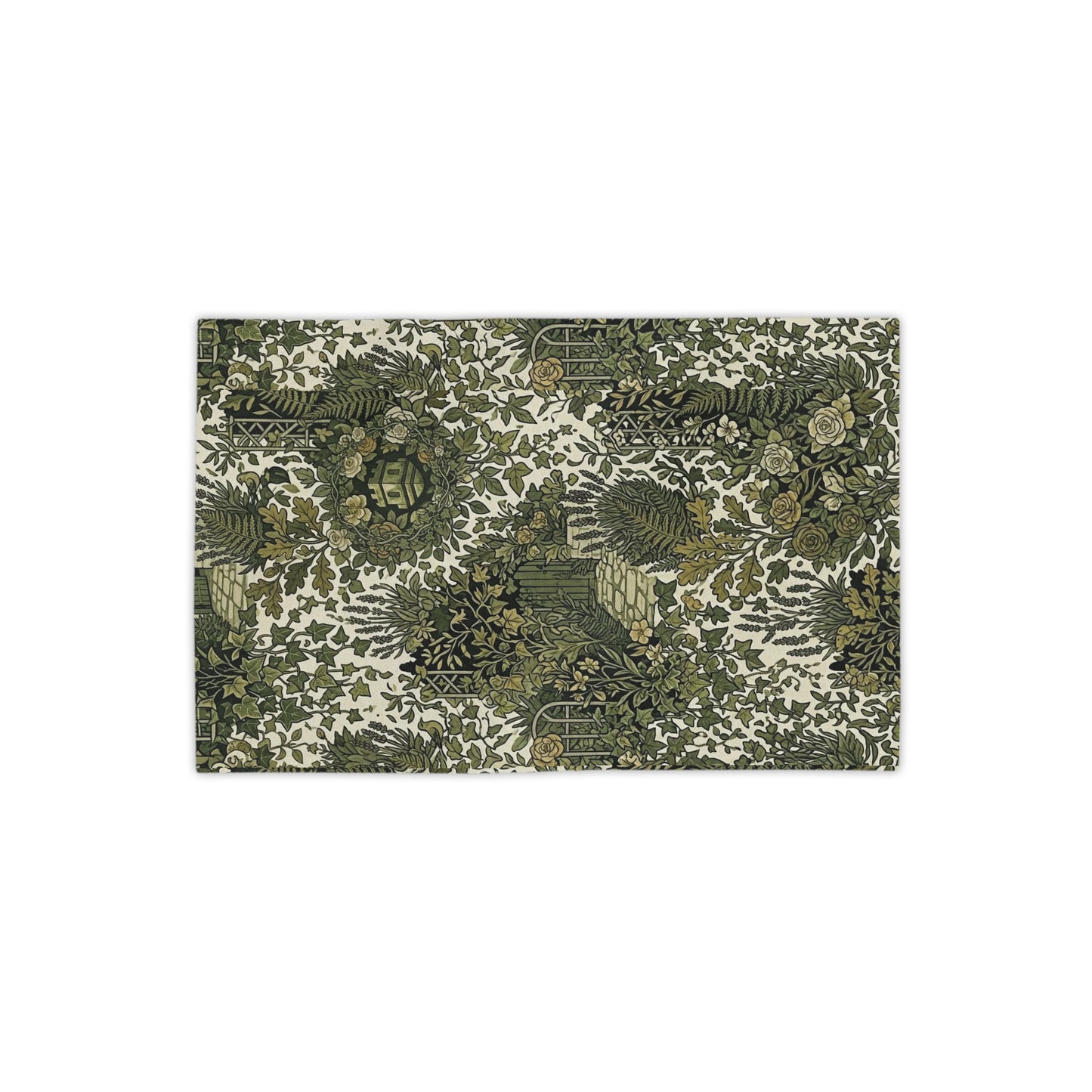 Tropical Foliage Beach Towel with Olive Green Botanical Garden Print