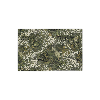 Tropical Foliage Beach Towel with Olive Green Botanical Garden Print