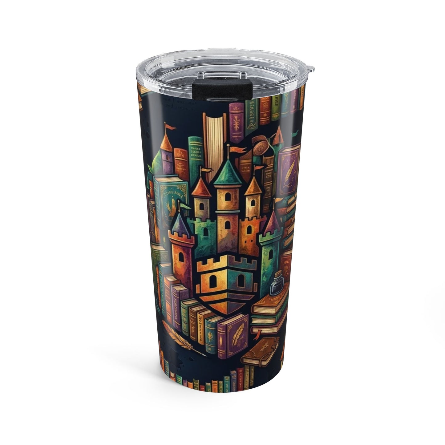 20oz Book Castle Tumbler with Blockhouse Fantasy Library Travel Mug