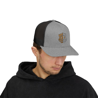 Trucker Cap with Gold Blockhouse Castle Embroidered Logo