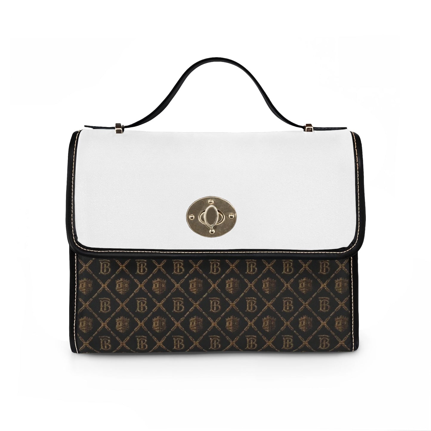 Limited Edition Canvas Crossbody Bag with Waterproof Monogram Satchel with Leather Trim