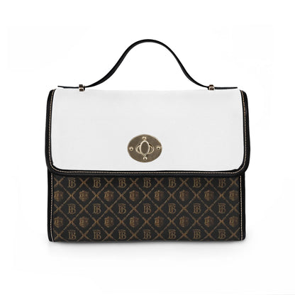 Limited Edition Canvas Crossbody Bag with Waterproof Monogram Satchel with Leather Trim
