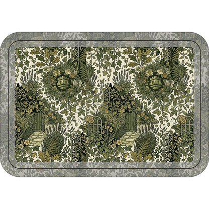 Floral Garden Toilet 3-Piece Bath Rug Set — Green Vintage Botanical Garden Toilet Lid & Contour Mats