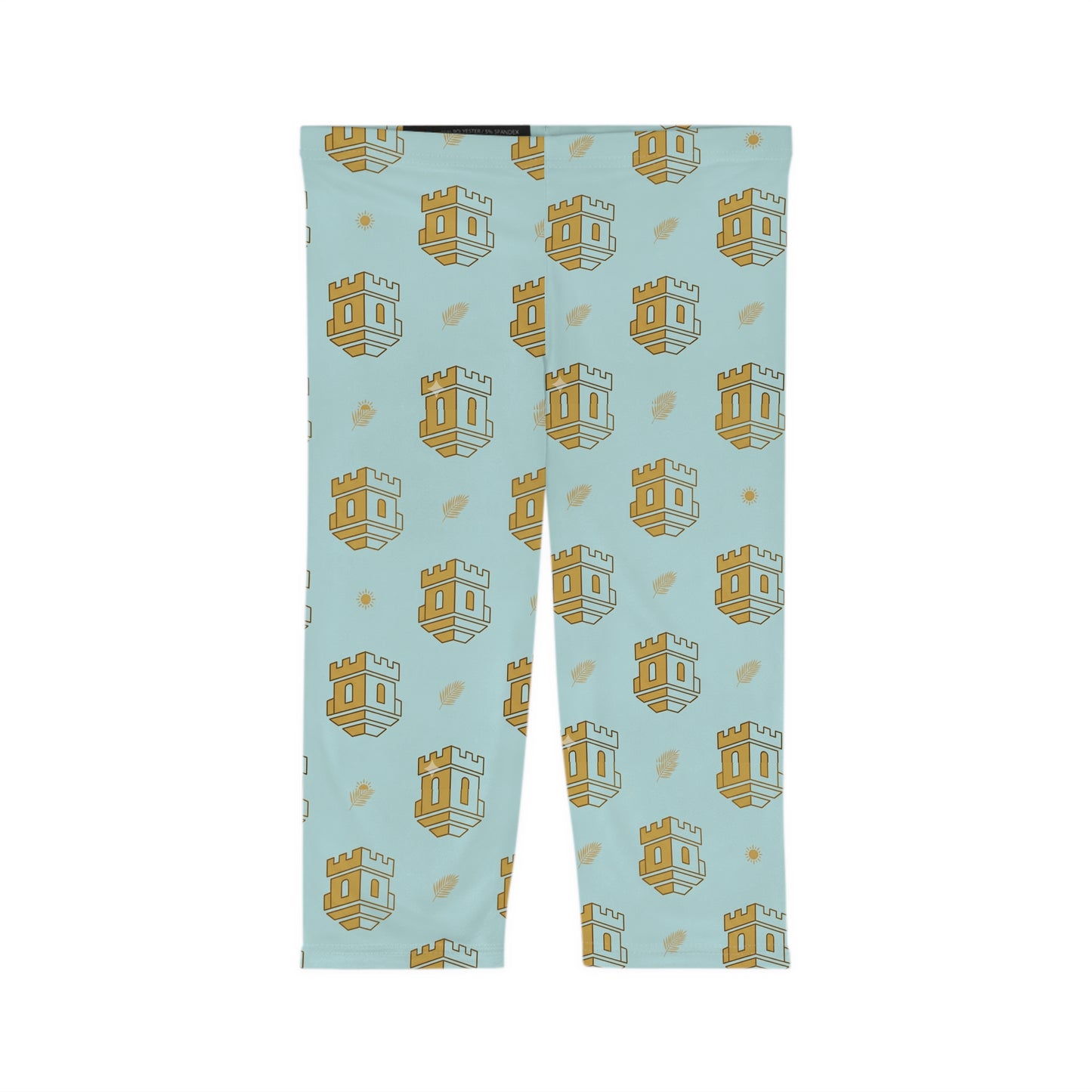 Blue Castle Pattern Capri Leggings by Blockhouse Women's Activewear
