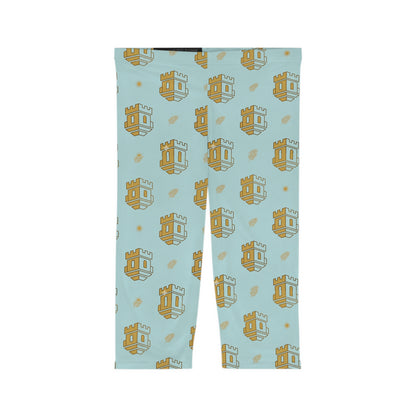 Blue Castle Pattern Capri Leggings by Blockhouse Women's Activewear