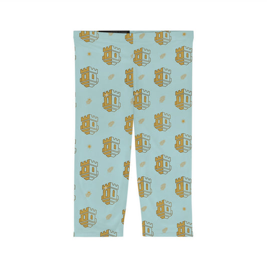 Blue Castle Pattern Capri Leggings by Blockhouse Women's Activewear