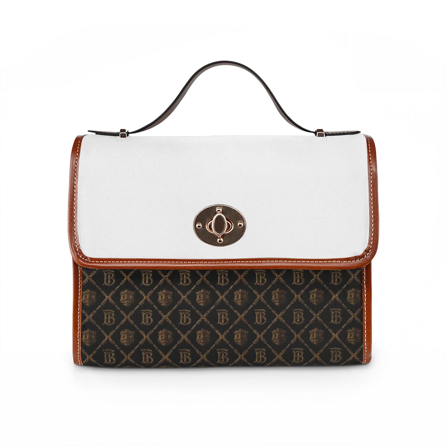 Limited Edition Canvas Crossbody Bag with Waterproof Monogram Satchel with Leather Trim