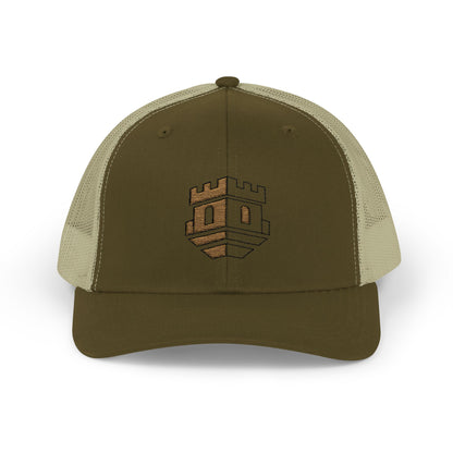 Trucker Cap with Gold Blockhouse Castle Embroidered Logo