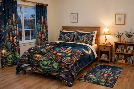 Complete bedroom set shown in a styled room