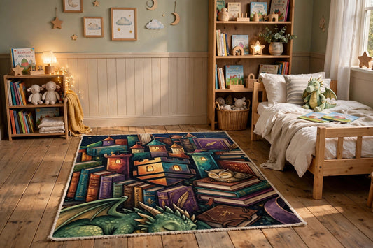 Book Castle at Night — Rug — lifestyle photo