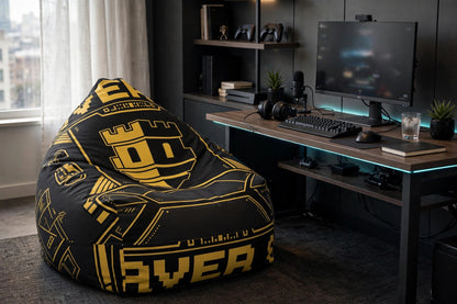 Controller Chair bean bag chair filled and set up in a gaming room